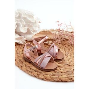 Růžové dívčí sandály na suchý zip, 323-1C/2C/3C PINK__32171-31 31