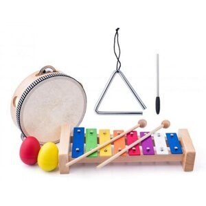 Woody Muzikální set (xylofon, tamburina/bubínek, triangl, 2 maracas vajíčka)