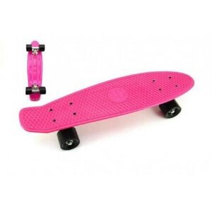 Teddies Skateboard pennyboard 60cm nosnost 90kg kovové osy růžová barva černá kola