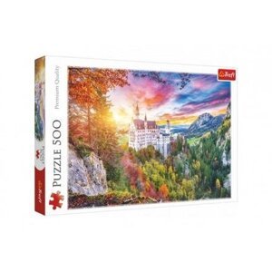 Puzzle Pohled na zámek Neuschwanstein, Německo 500 dílků v krabici