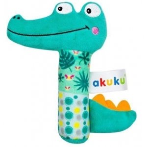 Plyšová hračka s chrastítkem Akuku - Krokodýl, zelená