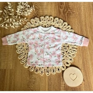 Novorozenecká bavlněná košilka, kabátek, Mamatti, Květy višní - smetanovo/pudrová, vel. 56 (1-2m)
