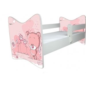 BabyBoo Dětská postýlka LUX Medvídek STYDLÍN růžový 140x70 cm   , vel. 140x70