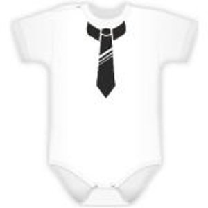 Baby Dejna Body kr. rukávek s potiskem kravaty - bílé, vel. 62 (2-3m)