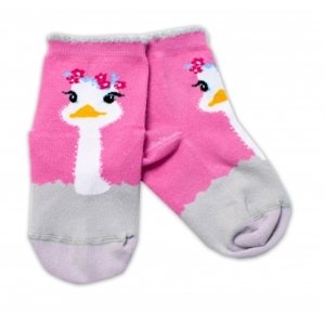 Baby Nellys Bavlněné ponožky Pštros - tmavě růžové, vel. 92-98 (18-36m)