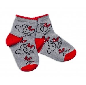 Baby Nellys Bavlněné ponožky Minnie Love - šedé, vel. 92-98 (18-36m)
