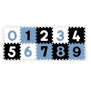 Pěnové puzzle - Čísla, 10ks, černá/modrá/bílá, BabyOno