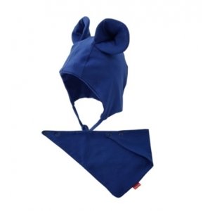 Bexa Bavlněná dvouvrstvá čepice na zavazování Miki + šátek - granátová, vel. 50-56 (0-2m)