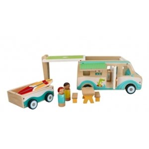 Dřevěnný autokaravan s přívěsem a příslušenstvím, Adam Toys