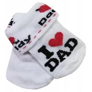 Kojenecké bavlněné ponožky I Love Dad, bílé s potiskem, vel. 56-62 (0-3m)