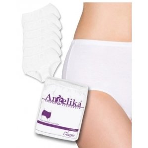 Bavlněné kalhotky Angelika s vysokým pasem, 6ks v balení, bílé, vel. XXL (44)
