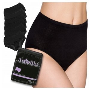 Bavlněné kalhotky Angelika s vysokým pasem, 6ks v balení, černé, vel. M (38)