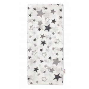 Kvalitní bavlněná plenka Baby Nellys Tetra Premium, 70x80 cm - Hvězdy šedé na bílé