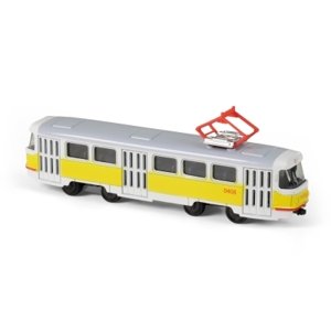Kovová tramvaj žlutá 16 cm