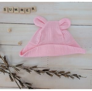 Letní mušelínový klobouček Z&Z s oušky, růžový, vel. 56-68 (0-6 m)