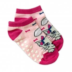 Dětské ponožky s ABS Kočka - sv. růžové, vel. 23-26
