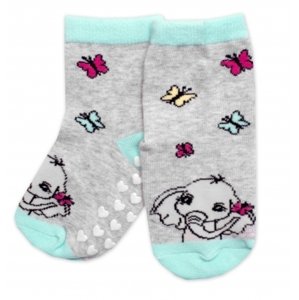 Dětské ponožky s ABS Slůně - šedé, vel. 19-22