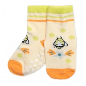 Dětské ponožky s ABS Včelka - žluté, vel. 19-22