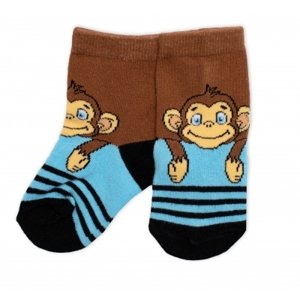 Dětské bavlněné ponožky Monkey - hnědé/modré, vel. 15-18