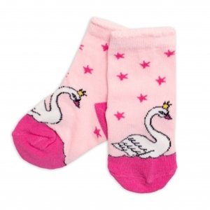 Dětské bavlněné ponožky Labuť - růžové, vel. 15-18