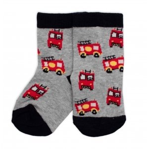 Dětské bavlněné ponožky Hasiči - šedé, vel. 19-22