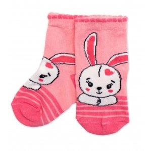 Dětské bavlněné ponožky Králiček - růžové, vel. 19-22