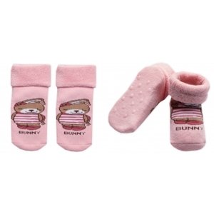 Kojenecké froté ponožky s ABS Bunny, Baby Nellys, růžové, vel. 56-62 (0-3m)