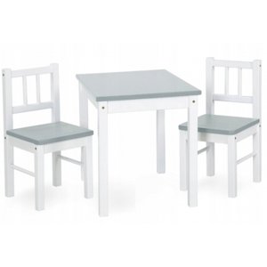 Sada nábytku JOY, Stůl + 2 x  židle - šedá s bílou