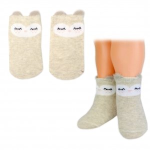 Dívčí bavlněné ponožky Smajlík 3D - capuccino - 1 pár, vel. 56-68 (0-6 m)