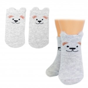 Chlapecké bavlněné ponožky Pejsek 3D - šedé - 1 pár, vel. 68-80 (6-12m)