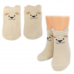 Chlapecké bavlněné ponožky Pejsek 3D - béžové - 1 pár, vel. 56-68 (0-6 m)