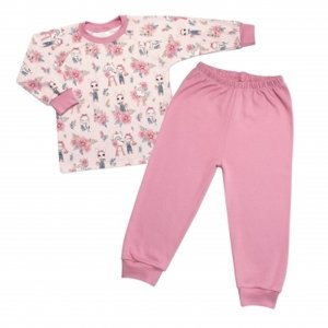 Dětské pyžamo 2D sada, triko + kalhoty, Rabbit Painter, Mrofi, pudrově růžová, vel. 86 (12-18m)