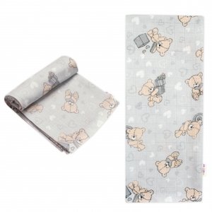 Kvalitní bavlněná plenka Baby Nellys  - Tetra Premium, 70x80 cm - Gifts Bear, šedá - 1ks