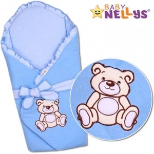 Baby Nellys Zavinovačka s výztuží Teddy Bear - jersey - modrá
