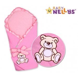 Baby Nellys Zavinovačka s výztuží Teddy Bear - jersey - růžová