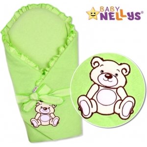 Baby Nellys Zavinovačka s výztuží Teddy Bear -jersey - zelená