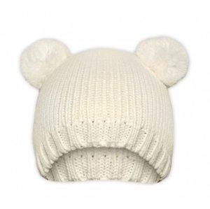 Zimní čepice Baby Nellys ® Medvídek - smetanová, vel. 104-116 (4-6r)