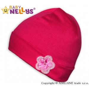 Bavlněná čepička Baby Nellys ® - Růžová s kytičkou, vel. 92 (18-24m)
