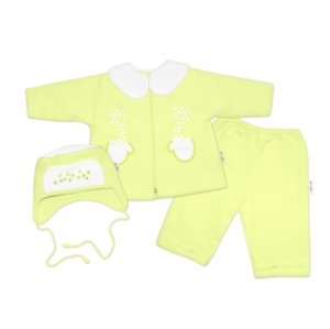 Kabátek, čepička a kalhoty Baby Nellys ®- zelená, vel. 62 (2-3m)