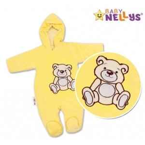 BABY NELLYS Zimní kombinézka/overálek Teddy Bear - krémová, žlutá, vel. 56 (1-2m)