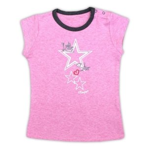 Bavlněné tričko NICOL SUPERSTAR - krátký rukáv - melír růžová, vel. 74, vel. 74 (6-9m)