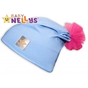 Bavlněná čepička Tutu květinka Baby Nellys ® - sv. modrá, 48-52, 2-8let, vel. 104 (3-4r)