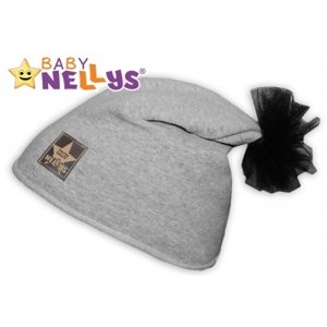 Bavlněná čepička Tutu květinka Baby Nellys ® - šedý melír, 48-52, 2-8let, vel. 104 (3-4r)
