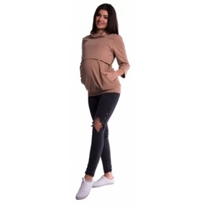 Be MaaMaa Těhotenské a kojící teplákové triko - béžové, vel. XL (42)