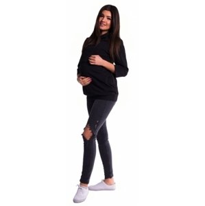 Be MaaMaa Těhotenské a kojící teplákové triko - černé, vel. XS (32-34)