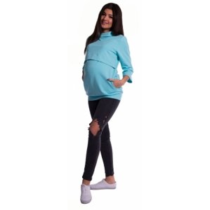 Be MaaMaa Těhotenské a kojící teplákové triko - mátové, vel. XL (42)