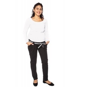 Be MaaMaa Těhotenské tepláky,kalhoty MONY - černé, vel. XL (42)