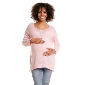 Be MaaMaa Pohodlný těhotenský svetřík s rozparky - sv. růžový, vel. UNI