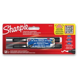 Akrylový popisovač Sharpie Acrylic Marker Bullet sada 2 barvy, černá a bílá