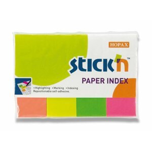 Samolepicí záložky Hopax Stick’n Index Notes 50 x 20 mm, 4 × 50 listů
